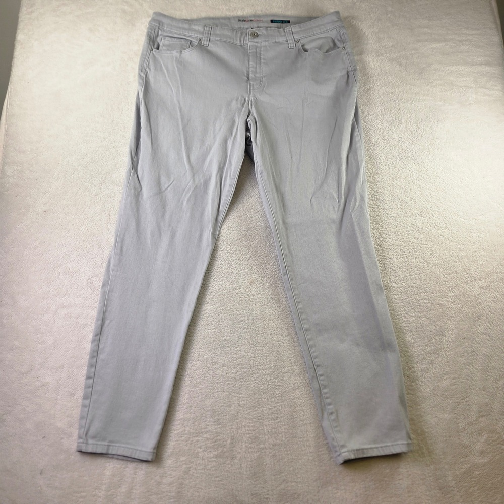 Style & Co Denim Womens Skinny Leg Gray Stretch Jeans Size 18 Light Grey Pants